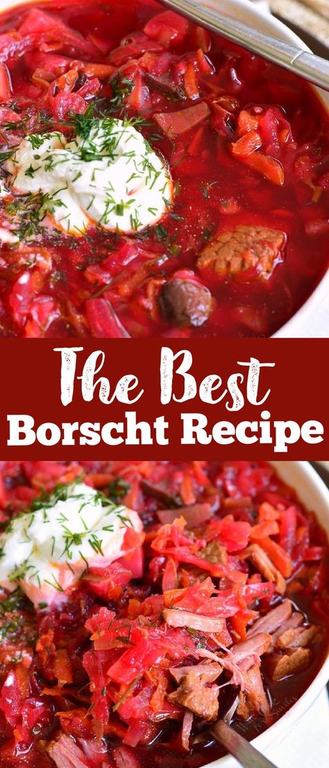 Borscht With Beef, Keto Borscht Soup, Ukrainian Borscht Recipe, Ukranian Borscht Recipe, Borscht With Meat, Borscht Soup Recipe With Pork, Red Borscht Soup, Easy Borchtch Soup Recipes, Instant Pot Borscht With Beef