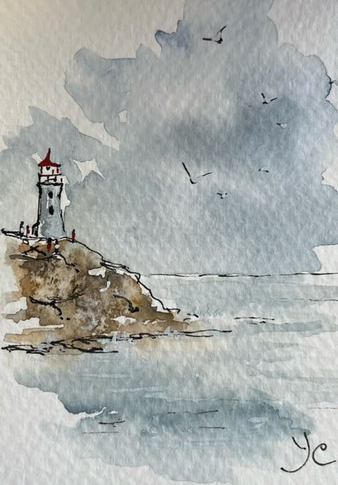 Quick Watercolor Sketches, Ink And Watercolor Illustration, Mini Watercolor Paintings, Watercolor Art Landscape, Learn Watercolor Painting, Watercolor Paintings For Beginners, Watercolor Pictures, Diy Watercolor Painting, Watercolour Inspiration