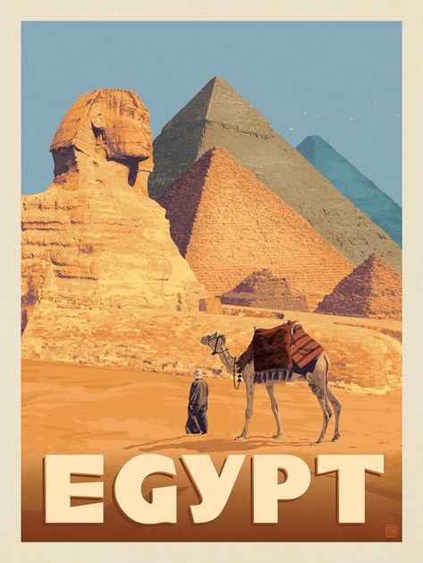 Anderson Design Group Egypt Poster, Travel Egypt, Anderson Design Group, Karnak Temple, Travel Poster Design, Vintage Poster Design, Valley Of The Kings, Taylor Swift Posters, Nile River