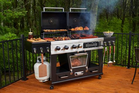 Pit Boss Memphis Ultimate 4-in-1 Gas  Charcoal Combo Grill with Smoker - Walmart.com - Walmart.com Best Charcoal Grill, Outdoor Grill Station, Charcoal Smoker, Outdoor Bbq Grill, Best Charcoal, Fireplace Beam, Electric Smoker, Wood Pellet Grills, Wood Pellets