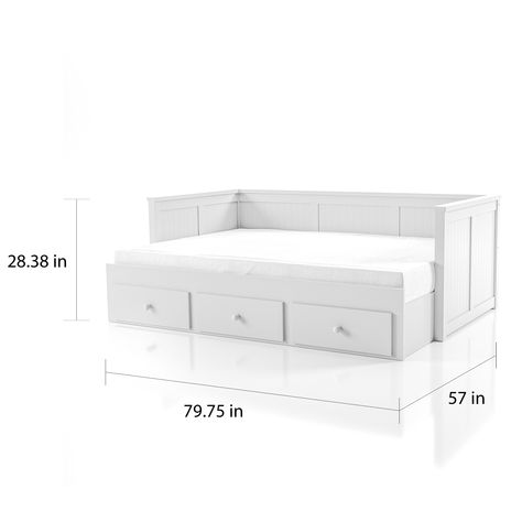 White Daybed With Storage, Full Size Daybed With Storage, Jade Bedroom Ideas, Daybed Overstock, Storage Daybed, Cottage Storage, Full Daybed, Room Redecorating, Daybed With Drawers