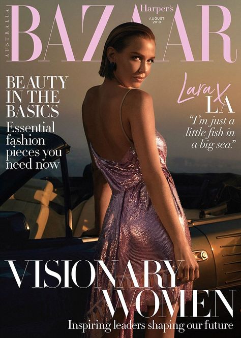 Cover girl! Lara Bingle flaunts her pert derriere in sparkly pink number for Harper's Bazaar | Daily Mail Online Fashion Magazine Article, Magazine Article Layout, Bazaar Magazine Covers, Article Layout, Bazaar Cover, Harpers Bazaar Covers, Magazine Cover Layout, Lara Worthington, Editorial Design Inspiration