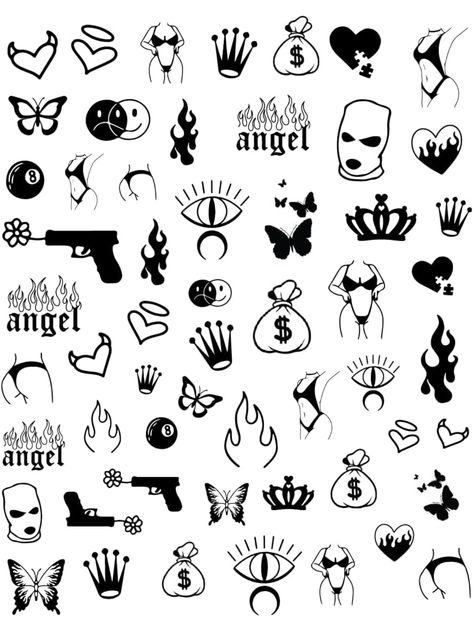 Nail Art Space, Grunge Nail Art, Easy Tattoos To Draw, Salon Nails, Hand Doodles, Fake Nails Designs, Tattoo Stencil Outline, Tattoo Design Book, Halloween Nail Designs