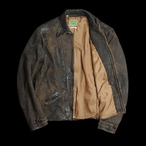 Levi's Vintage Clothing 1930's Menlo Leather Jacket Old Leather Jacket, Levis Vintage Clothing, Workwear Vintage, Engineer Boots, Levis Vintage, Vintage Workwear, Boots Vintage, Clothing Vintage, Photos Vintage