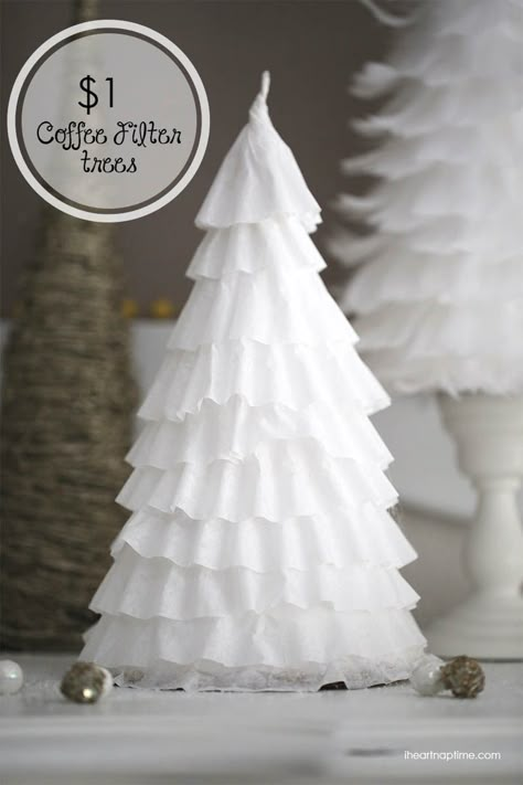 DIY $1 coffee filter trees I Heart Nap Time | I Heart Nap Time - Easy recipes, DIY crafts, Homemaking Ward Christmas Party, Coffee Filter Crafts, Christmas Hacks, Christmas Centerpieces Diy, A White Christmas, Winter Wonderland Party, Gorgeous Christmas, Paper Christmas, Frozen Party