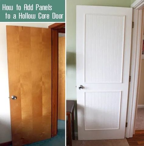 How to Add Panels to Flat Hollow Core Door | Pretty Handy Girl Hollow Core Door Makeover, Hollow Core Doors, Door Makeover, Diy Home Improvement, Home Reno, Interior Door, My New Room, Panel Doors, Wood Paneling