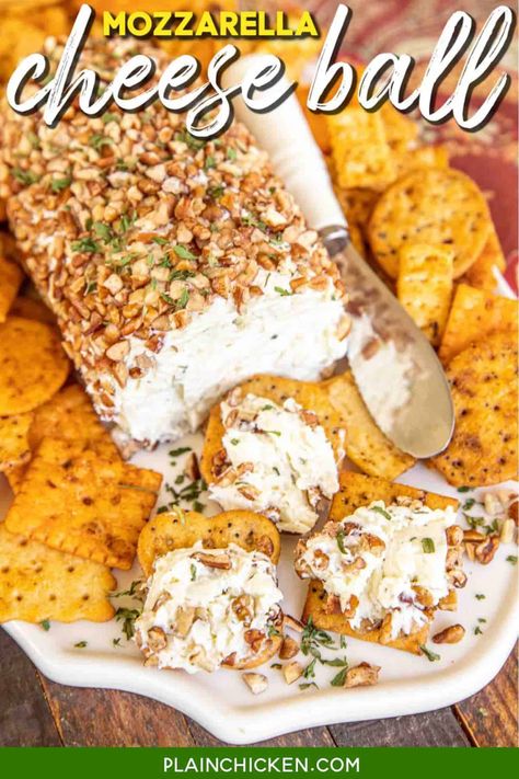 Mozzarella Cheese Balls Recipe, Football Friday, Cheese Log, Cheese Appetizer, Plain Chicken, Ranch Dressing Mix, Cheese Ball Recipes, Cheese Sausage, Spinach Dip