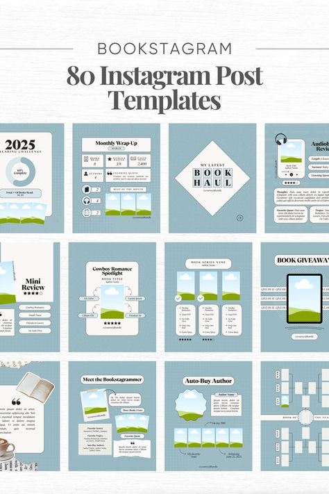 Transform the aesthetic of your Bookstagram with our customizable social media templates! Perfect for authors, publishers, book bloggers, reviewers, booksellers, and book influencers, our templates make it effortless to boost your reading list, showcase your books, and engage more readers. Whether you’re highlighting a new release, sharing a review, or posting about your latest read, our professionally crafted templates will elevate your social media feed and grow your audience. Bookish Instagram, Bookstagram Posts, Author Marketing, Book Review Template, Review Template, Marketing Plan Template, Bookstagram Ideas, Book Instagram, Social Media Feed