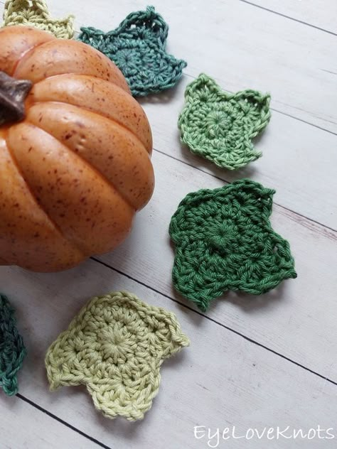 Quick Pumpkin Leaf - Free Crochet Pattern - EyeLoveKnots Crochet Pumpkin Leaves Free Pattern Easy, Crocheted Pumpkin Leaves Free Pattern, Crochet Pumpkin Leaves Free Pattern, How To Crochet A Pumpkin Leaf, Crochet Pumpkin Leaf Pattern, Crochet Pumpkin Leaf Free Pattern, Crocheted Pumpkin Leaf Pattern, Small Crochet Leaves Free Pattern, Crochet Pumpkin Leaves