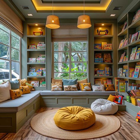 3+ Bright and Inspiring Kids Play Room Decorating Tips • 333+ Inspiring Lifestyle Ideas Kids Den Ideas, Playroom Couch Ideas, Playroom Shelving Ideas, Moody Playroom, Playroom For Older Kids, Playroom Aesthetic, Cute Playroom, Kids Reading Corner, Playroom Inspiration