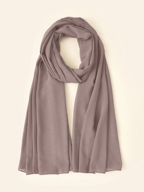 Minimalist Chiffon Scarf | SHEIN USA Hijabi Closet, Brown Hijab, Hijab Hipster, Dupatta Designs, Smart Wardrobe, Mommy Fashion, Plain Scarves, Neckwear Women, Silk Chiffon Scarves