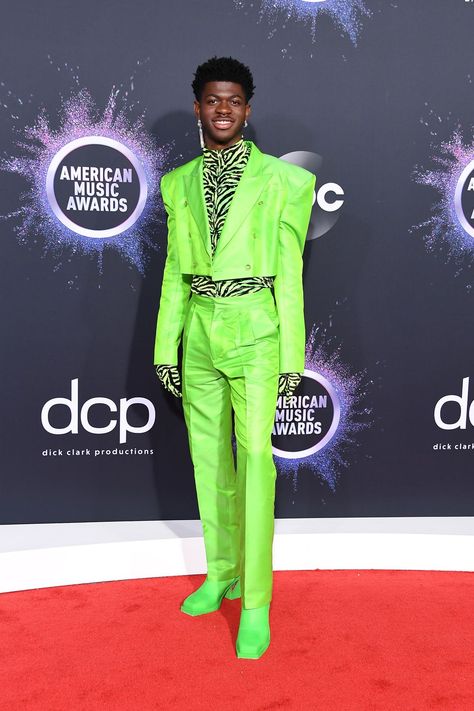 Lil Nas X Fashion, 2019 Red Carpet, Wild Outfits, Famous Musicians, Celebrity Fashion Trends, Gq Men, Mtv Videos, American Music Awards, Party Outfits