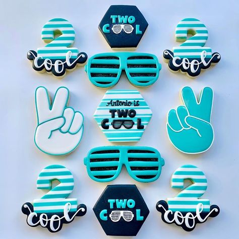 Two Cool Birthday Cookies, Two Cool Cookies, Two Cool Birthday Cake, Two Cool Birthday Party Boy, Cookie Board, 2nd Birthday Party For Boys, Aviators Sunglasses, 2nd Birthday Boys, Two Cool