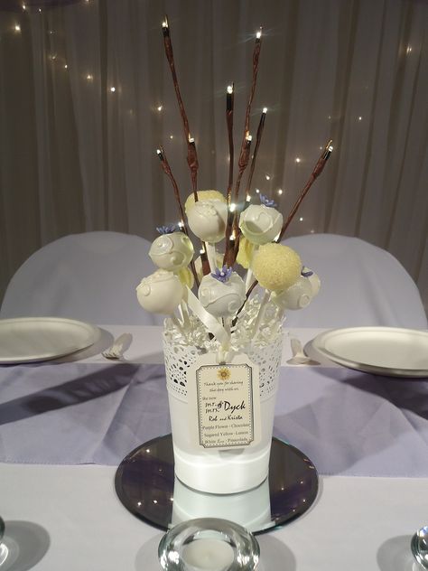 Cake Pop Centerpiece, Centerpieces For Wedding, Cake Centerpieces, Tea Favors, Pop Ideas, Wedding Fayre, Table Top Design, Maybe One Day, Cake Pop