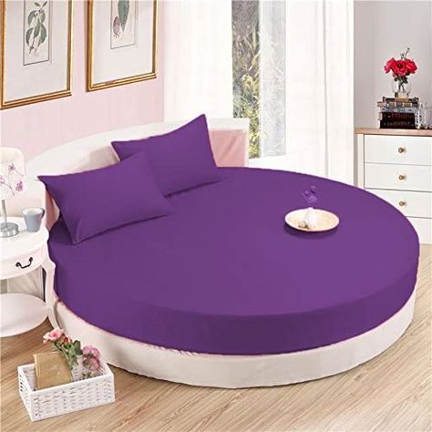 Purple Bed Sheets, Round Bed, Bed Sheets Set, Blue Sheets, Round Beds, White Linen Bedding, Designer Bedding Sets, Bed Sheet Set, Affordable Furniture