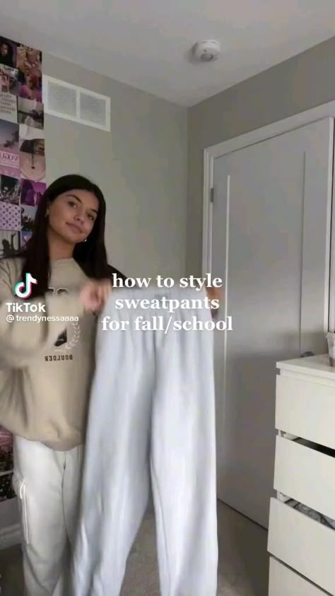 Outfits That Go With Sweatpants, What To Wear On Cold Days To School, Outfits For 57 Degree Weather, Hairstyles To Wear With Sweatpants, How To Style Sweatpants For School, Outfits To Wear With Sweatpants, Cuffed Sweatpants Outfit, Outfits With Gray Sweatpants, Cute Outfits With Grey Sweatpants