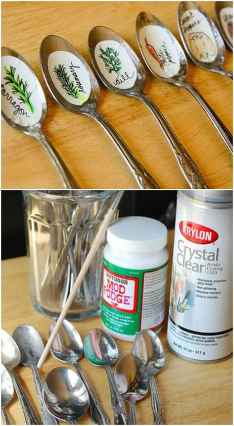 50 Brilliant Repurposing Ideas To Turn Old Kitchen Items Into Beautiful Things - DIY & Crafts Recycled Kitchen, Repurposed Kitchen, Diy Recycled Projects, Repurposing Ideas, Garden Markers, Recycled Projects, Repurposed Items, Kitchen Crafts, Market Ideas