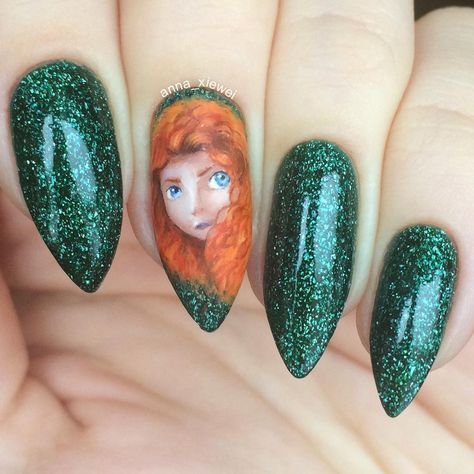 Nail Art Inspired by Disney's "Brave" Brave Nails, Braves Nails, Disney Princess Nail Art, Disney Eye, Disney Eye Makeup, Disney Princess Nails, Disney Eyes, Character Nails, Nails Disney