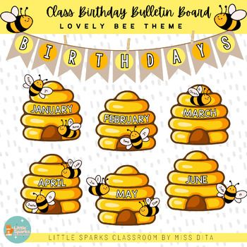 Looking for a simple, easy way to display class birthdays?! Print  this and use as a birthday banner, bulletin board, or clip chart!  Laminate to reuse year after year.PRODUCT INCLUDES (non editable PDF):- "Birthdays" Heading: 2 sizes (2 and 1 per A4 page)- Bee hives for each month: 2 sizes (2 and 1 per A4 page)- Bees for students name and birthday date: 3 styles and 2 sizes ( 15 and 6 bees per A4 page)*However, picture files are included if you wish to print on your own sizing :)IDEAS FOR USE: Bee Birthday Chart, Bee Theme Bulletin Board, Preschool Center Signs, Bee Classroom Decor, Bee Room, Birthday Board Classroom, Birthday Chart, Bee Themed Classroom, Bumble Bee Birthday