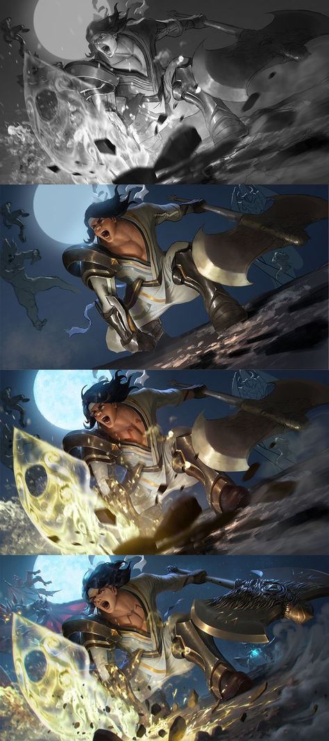 ArtStation - AoV_Wiro Sableng Splash art for Garena, Iqnatius Budi Splash Art Step By Step, Smite Splash Art, Lol Splash Art Process, Riot Splash Art, Splash Art Tutorial, Splash Art Pose Reference, Splash Art Composition, Splash Art Reference, Splash Art Poses