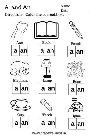 A & An Worksheets for Kindergarten, free printable worksheet, Articles Worksheet For Kindergarten, Article A And An Worksheet, Worksheet For Senior Kg, A An The Articles Worksheets, A And An Worksheets, First Grade Worksheets Free Printables, Grade 1 Worksheets Free Printable, A An Worksheet, Jolly Grammar