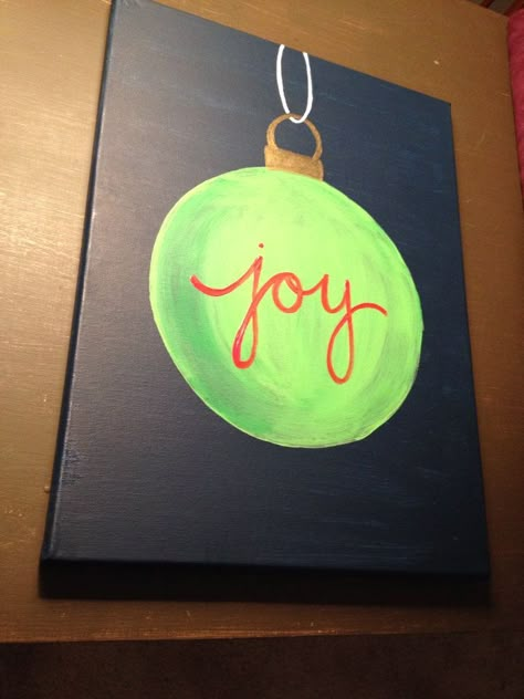 Holiday Canvas, Christmas Canvas Art, Word Joy, Christmas Paintings On Canvas, Mom Ideas, Christmas Painting, Holiday Painting, Easy Canvas Painting, Christmas Canvas