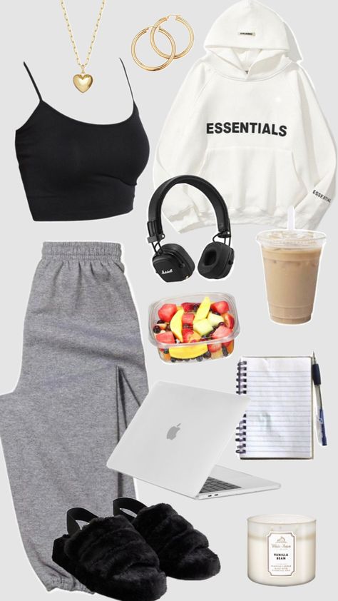 study fit 📚🎧 #outfitinspo #studyaesthetic #studymotivation #cozyoutfit #cozyfit #pjs #pajamas #studyingaesthetic #schoolfit #schooloutfit #cozyoutfit #exams #studying #schoolinspo #schoolaesthetic Pajama Outfits For School, Casual Teen Outfits, Study Outfits, Grungy Outfit, Study Outfit, Shuffle Outfits, Exam Day, Sneaker Heads, Pajama Outfits