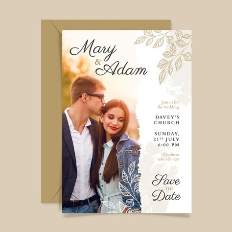 Wedding Card With Photo, Wedding Invitation Posters, Engagement Invitation Cards, Wedding Invitations With Pictures, Minimal Wedding Invitation, Creative Wedding Invitations, Themed Wedding Invitations, Watercolor Floral Wedding Invitations, Indian Wedding Invitations