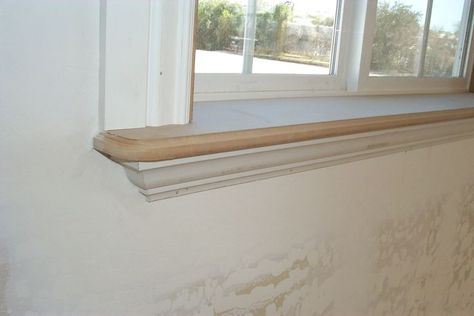 Window Sill Painting Ideas, Tiled Window Sill, Deep Window Sill, Wood Window Sill, Interior Window Sill, Exterior Window Trim, Window Sill Trim, Windowsill Ideas, Tiny House Closet