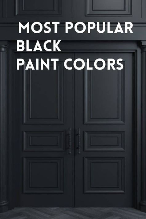 Black Paint For Bathroom Walls, Best Black For Cabinets, Black Painted Houses Exterior, Best Black Paint For Exterior Doors, Best Black Cabinet Paint Colors, True Black Paint Color, Best Black Paint Color Behr, Black Locust Behr Paint, Satin Black Behr Paint