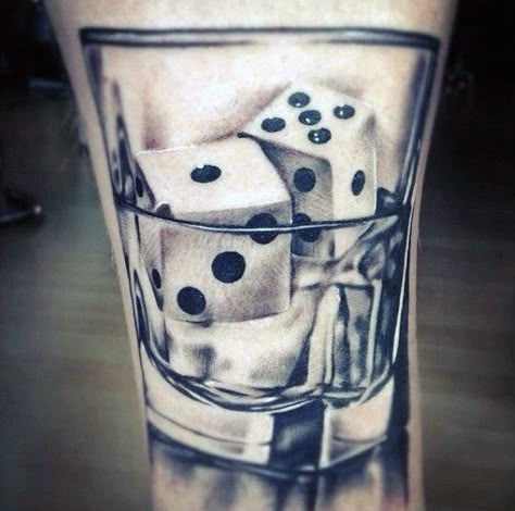 Dice In A Glass Mens Tattoo On Wrist Casino Tattoo, Dice Tattoo, Vegas Tattoo, Clock Tattoo Design, Theme Tattoo, Gambling Tattoo, Clock Tattoo, Girl Tattoo, Custom Tattoo Design