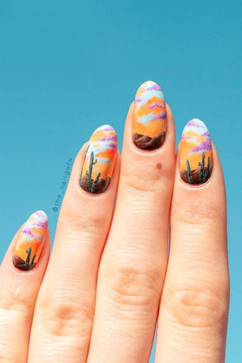 https://www.robbins111.site/ Desert Nail Art, Desert Nails, Rodeo Nails, Summer Desert, Idea For Summer, Western Nails, Aesthetic Rooms, Nail Games, Mani Pedi