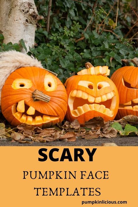 Side Pumpkin Carving Ideas, Carving Pumpkins Scary, Scared Pumpkin Face Carving, Jackolanterns Faces, Coolest Pumpkin Carving Ideas, Funny Face Pumpkin Carving, Silly Face Pumpkin Carving Ideas, Pumpkin Scary Faces, Easy Pumpkin Faces To Carve