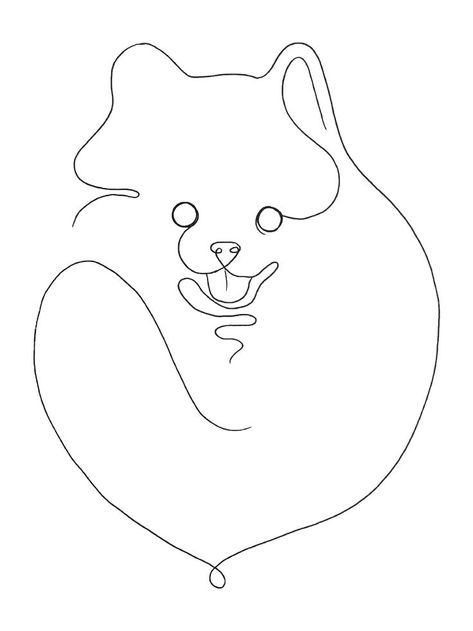 Pomeranian Ear Outline, Dog Line Art Tattoo Pomeranian, Pomeranian Line Drawing, Pomeranian Tattoo Minimalist, Pomeranian Tattoo Outline, Pomeranian Drawing Simple, Pomeranian Line Art, Pomeranian Outline, Pomeranian Silhouette