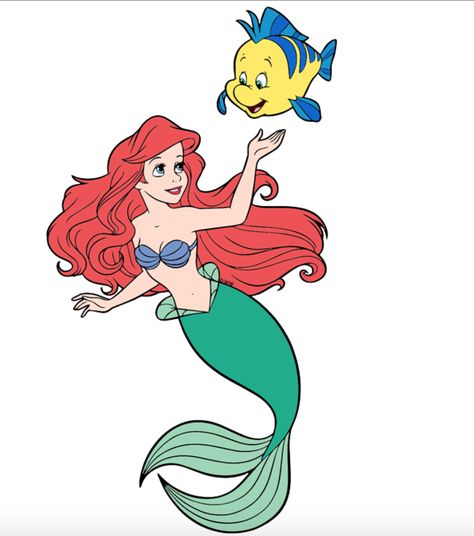 Ariel and Flounder Ariel Cartoon, Ariel Tattoo, Ariel And Flounder, Princess Sticker, Mermaid Coloring Pages, Mermaid Tattoo, Outline Designs, Sea Witch, Disney Ariel