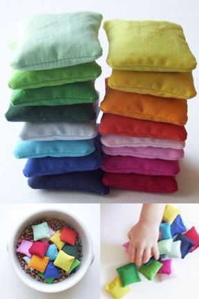 DIY Mini Bean Bags ~ So many games kids can play with these! Diy Sy, Homemade Toys, Happy Mama, Bean Bags, Sewing For Kids, Diy Toys, Craft Activities, Handmade Toys, Bean Bag