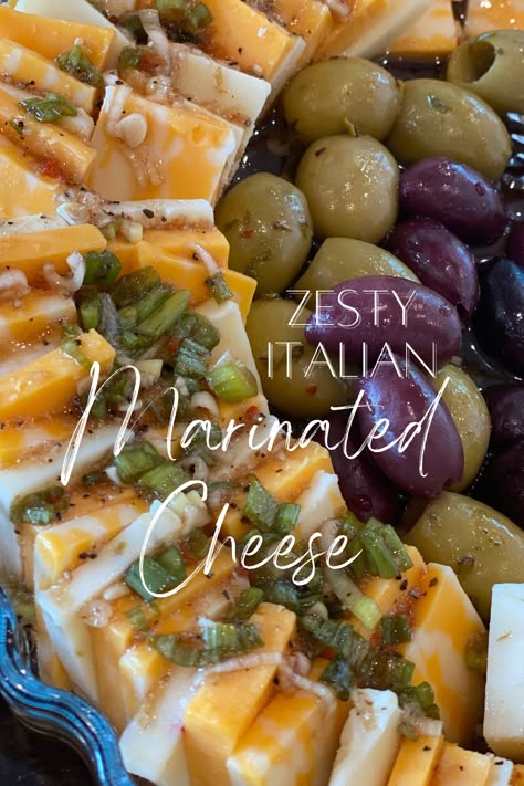 Easy Marinated Cheese Appetizer, Marinated Cheese Recipe, Marinated Cheese Appetizer 12 Tomatoes, Cheese Appetizers For Party, Marinated Cheese And Olives, Marinated Cheese Appetizer, Super Easy Appetizers, Marinated Cheese, Meat Appetizers