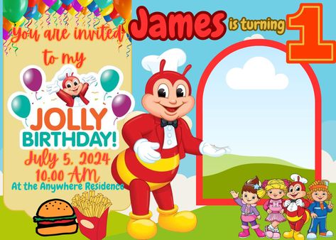 Jollibee Birthday Invitation Template, Jollibee Invitation Card Template, Jollibee Theme Birthday Party, Jollibee Invitation Template, Jollibee Invitation, Vintage Writing Paper, Hats Design, Bday Invitations, Vintage Writing