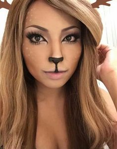 Deer Halloween Makeup, Reindeer Makeup, Carnaval Make-up, Antler Ideas, Deer Makeup, Halloweenský Makeup, Halloween Make-up Looks, Make Up Foundation, Deer Costume