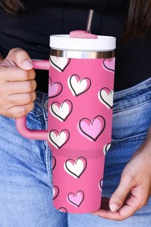 New Arrivals: Tops, Jeans, Lingerie, Dresses & More | www.dear-lover.com Heart Prints, Heart Themed, Stainless Steel Thermos, Thermos Cup, Valentine Print, Valentine Day Special, Rose Rouge, Travel Tumbler, Coffee Routine