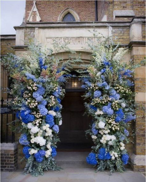 All Blue Flower Arrangement, Blue Flowers Backdrop, Royal Blue Flowers Wedding, Royal Blue Wedding Arch, Blue Hanging Flowers, Royal Wedding Flowers, Blue Flowers Wedding Decoration, Blue Flower Arch, Royal Blue Wedding Flowers