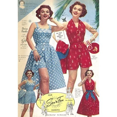 1950s Skirts over playsuits. Blue Velvet Vintage (@bluevelvetvtg) • Instagram photos and videos #50sfashion #1950sfashion #50ssummerfashion Fashion 60s, Florida Fashion, Fashion 90s, Fifties Fashion, Solid Color Jumpsuits, Hippie Costume, Fashion 1950s, Jane Birkin, Fashion Catalogue