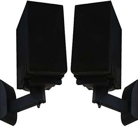 WALI One Pair of Side Clamping Bookshelf Speaker Mounting Bracket with Tilt and Swivel for Large Surrounding Sound Speakers SWM201, Black  Side clamping speaker mounts - one pair to mount 2 speakers  Easy install, 45 degrees swivels and 7.5 degrees tilts adjustable  Supports speakers up to 55 lbs. (25 kg)  Speakers must be between 5.3 and 11 inches wide to fit inside the clamp.  Package includes: one pair of side clamping mounts with manual and mounting hardware Bookshelf Speaker Stands, Floor Speakers, Speaker Wall, Home Theater Sound System, Speaker Wall Mounts, Large Bookshelves, Speaker Mounts, Surround Sound Speakers, Best Speakers