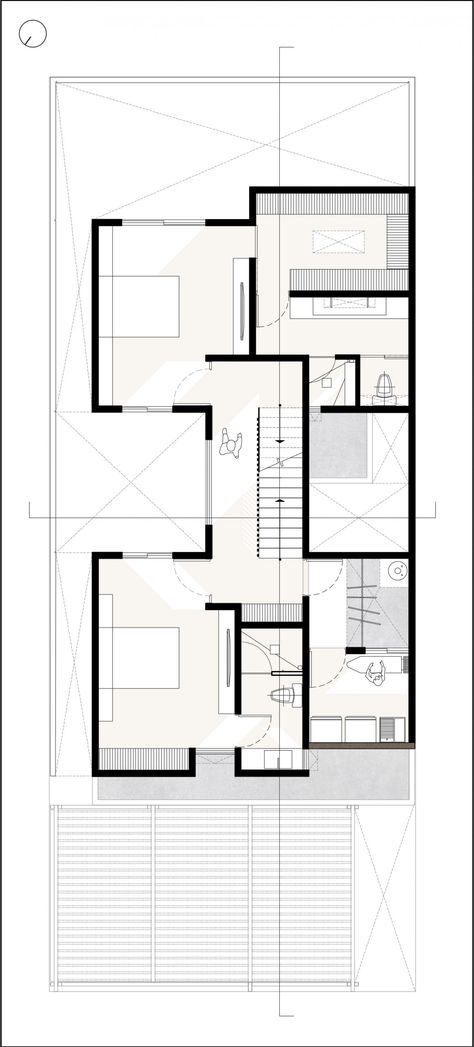 Courtyards lie at heart of Yavia House in Mexico by Intersticial Arquitectura Masonry Blocks, Houses In Mexico, Courtyard House Plans, Architectural Floor Plans, Two Storey House, Floor Plan Layout, Minimal House Design, House Front Door, Exposed Brick Walls