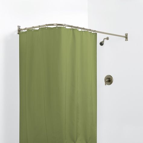 Corner Bathtub Shower, Corner Shower Curtain, Corner Shower Curtain Rod, Best Shower Curtain, Diy Bathroom Decor Ideas, Corner Curtain Rod, Corner Curtains, Shower Curtain Design, Best Decor Ideas