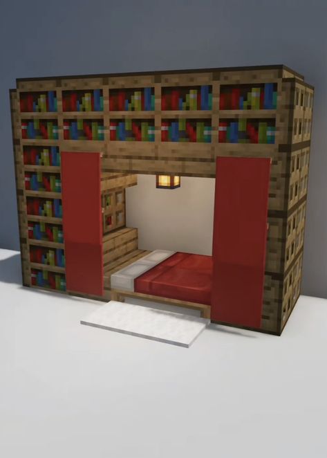 Minecraft Bed Designs In Game, Bunk Bed Minecraft, Bed Minecraft Ideas, Minecraft Bed Designs, Minecraft Bed Ideas, Minecraft Bedding, Minecraft Bed, Interior Minecraft, Modern Minecraft Houses