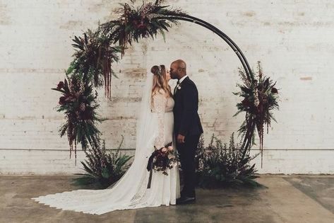 Moody Industrial, Deep Ellum Dallas, Wedding Arch Rental, Dark Romantic Wedding, Dark Wedding Theme, Romantic Wedding Ceremony, Romantic Wedding Cake, Warehouse Wedding, Goth Wedding