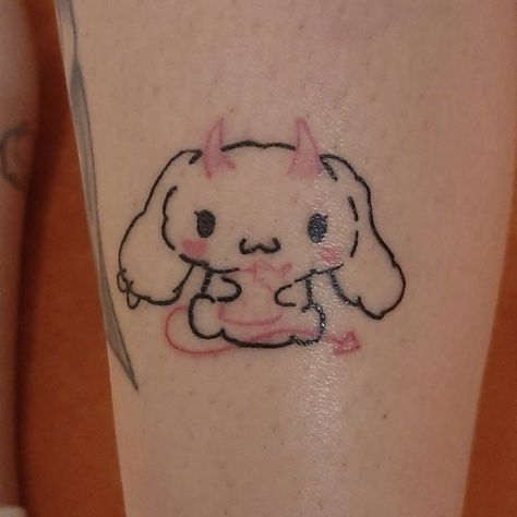 Kuromi And My Melody Matching Tattoo, My Melody And Kuromi Matching Tattoos, Creepy Cute Tattoo Ideas, Cute Sanrio Tattoos, My Melody Tattoo Ideas, Matching Sanrio Tattoos, Littlest Pet Shop Tattoo, Kuromi My Melody Tattoo, Kuromi Tattoo Small Aesthetic