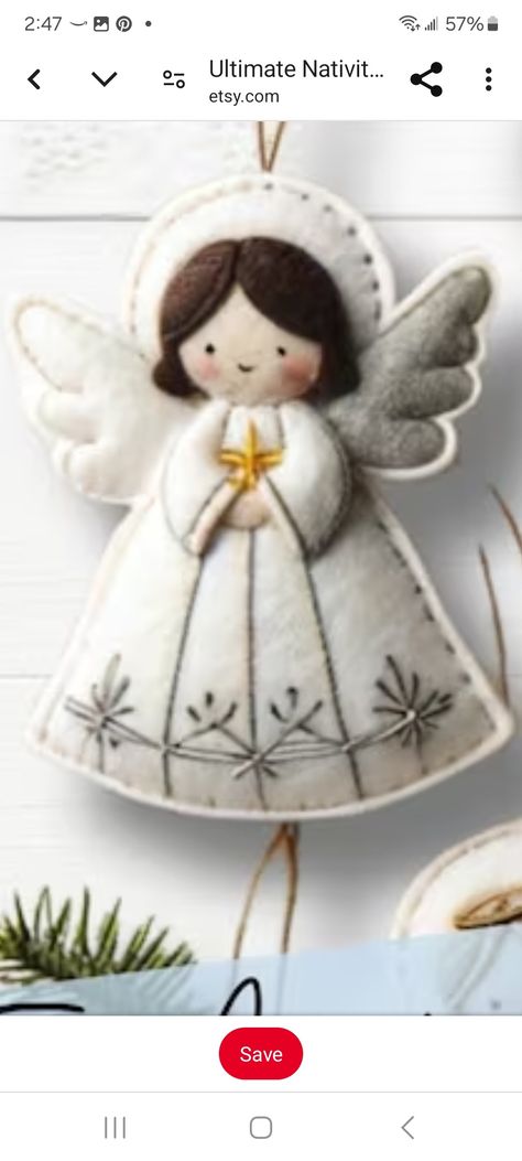 Felt Angels Christmas, Angel Felt Ornament, Felt Nativity Pattern Templates, Felt Nativity Ornaments, Felting Angel, Nativity Ornaments Diy, Felt Crafts Patterns Templates, Felt Angel Ornaments, Felt Cardinal