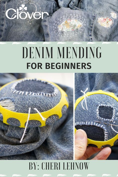 Patching Denim Holes, Cool Ways To Patch Holes In Jeans, Denim Mending Embroidery, Visible Mending Jeans Sashiko, Boro Mending Jeans, Patching Holes In Jeans Knees, Creative Ways To Patch Holes In Jeans, Mending Jeans With Embroidery, How To Patch Jeans By Hand